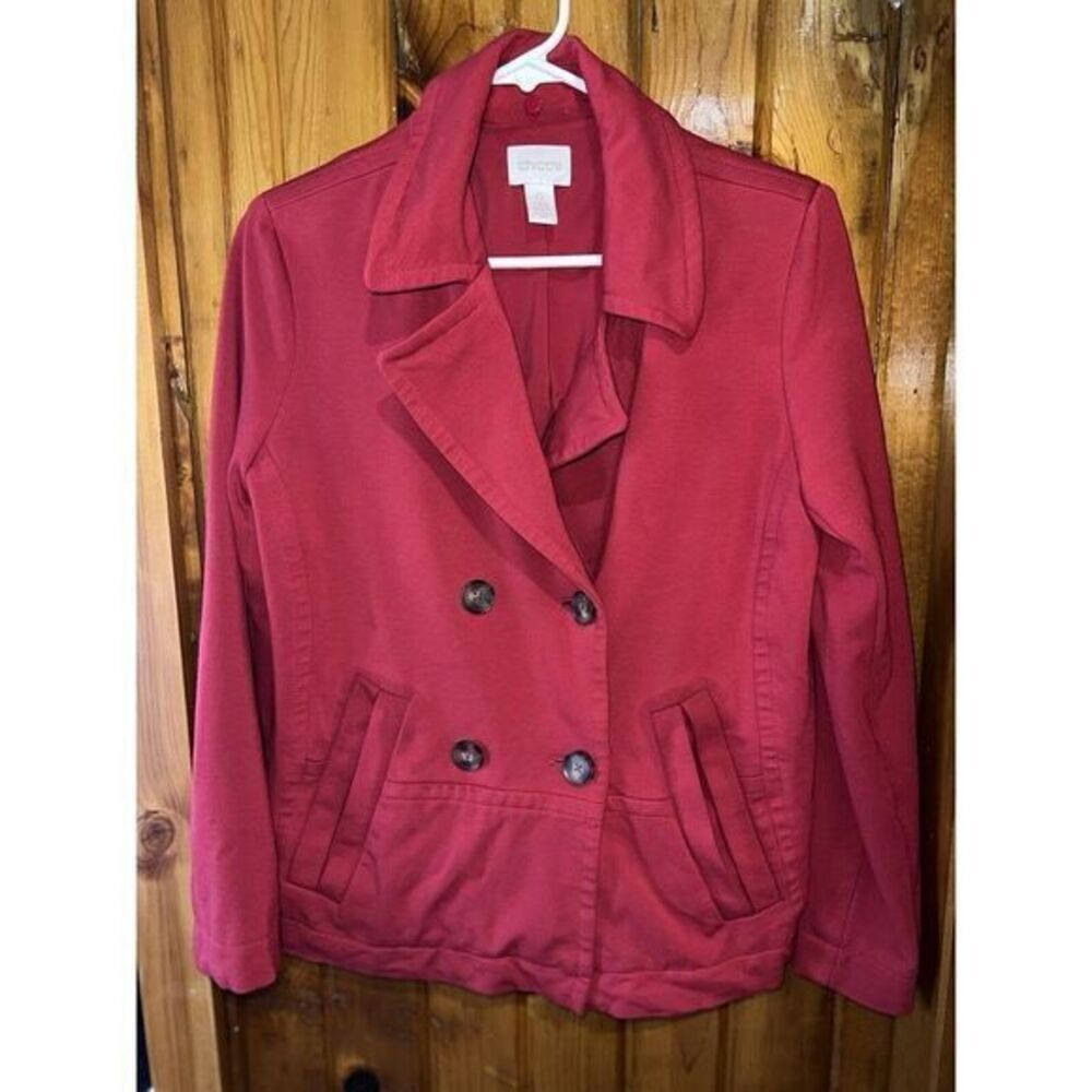 Chicos Red Double-Breasted Casual Chic Jacket‎ Blazer Office wear Size 0